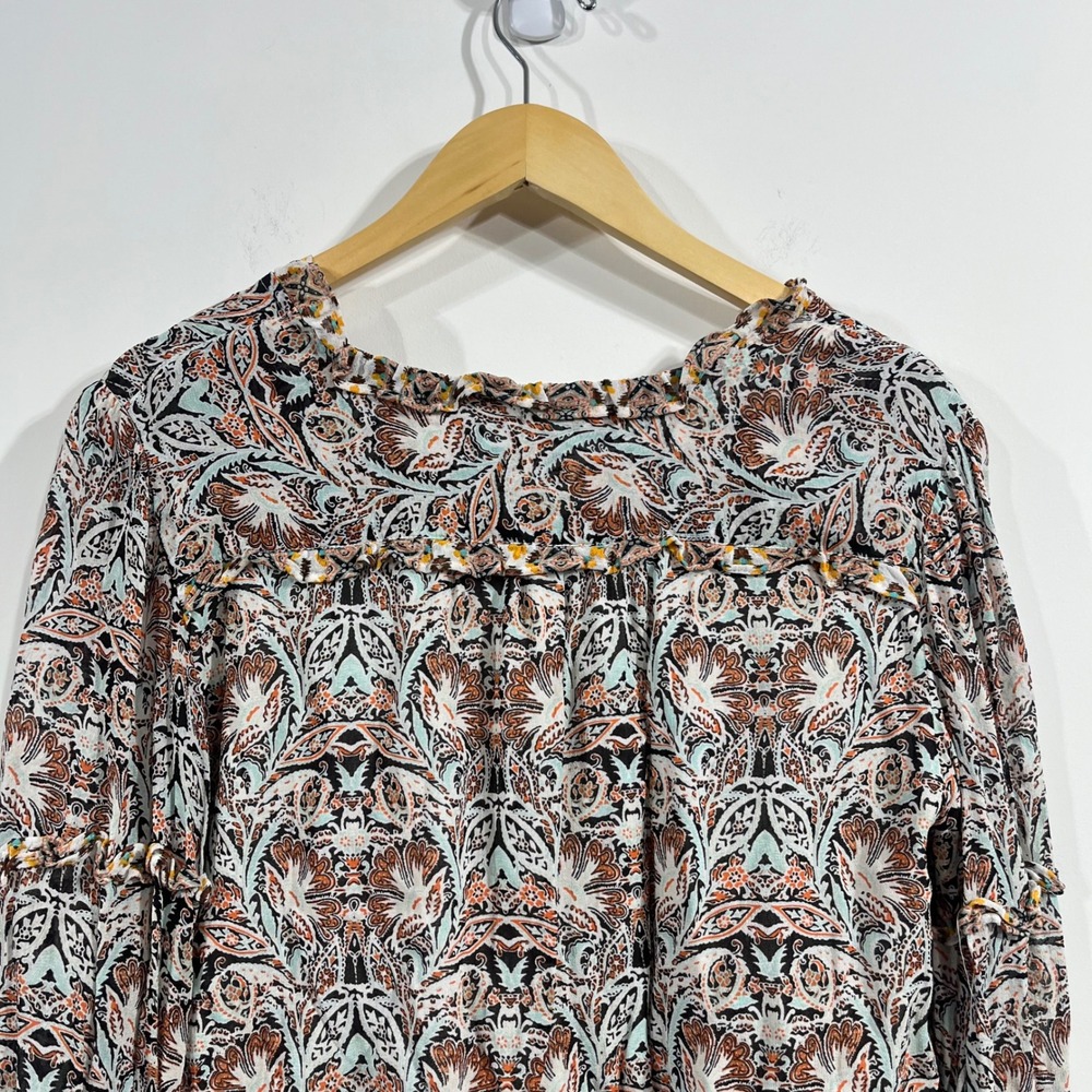 Anthropologie Babydoll Smocked Romantic Ruffle Top Boho Womens Large Feminine - Picture 7 of 13